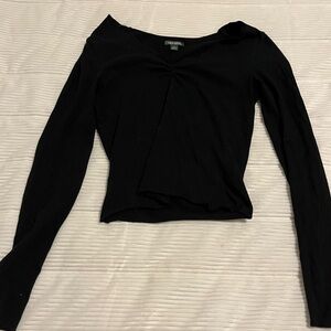 Black long sleeve shirt with ruffle detail 
Size XS 
Great condition